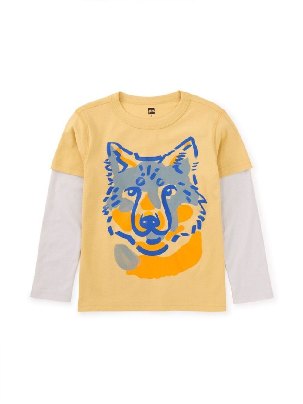 Tea Collection Wolf Face Layered Graphic Tee, Size 12